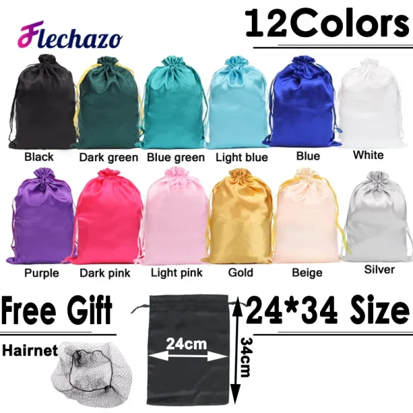 Wig Bag Private Label 1Pc Hair Extensions Bags With Drawstring Stain Wig Packaging Bags Storage For Bundles Wigs Hair Extensions - Image 2