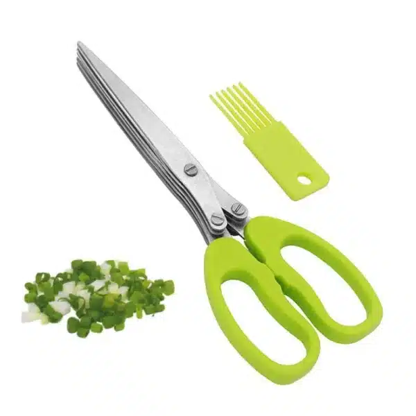 5 Blade Herb Scissors Multifunctional Multi Layers Stainless Steel Knives Kitchen Scissors Scallion Cutter Kitchen Accessories - Image 3