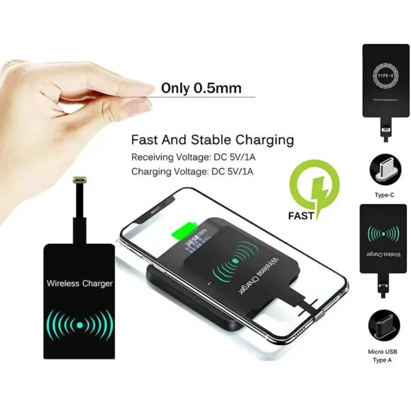 Wireless Charging Receiver Wireless Charging Adapter Type C MicroUSB Support For IPhone Android Phone Wireless Charge