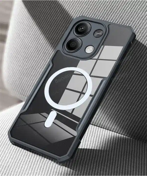 Phone Case For Xiaomi Redmi Note 13 4G Note13 Pro 5G TPU Black Shell Back Cover Support Magnetic Wireless Charger Sticker