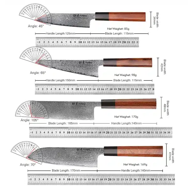 TURWHO Hand Forged Japanese Chef Knife Damascus Steel Kitchen Knives Santoku Sashimi Bread Utility Handmade Blade Cooking Tools - Image 5