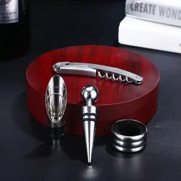 Opener Set 4-piece Wine Bottle gift Household Attachment Multi-functional Wine Leather Box Wine Bottle Set Kitchen Gadgets - Image 4