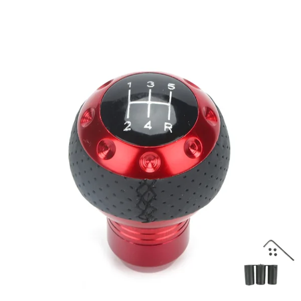 Universal Manual Leather Red Black Stitch Car Gear Stick Shift Knob Shifter Lever Pen Replacement Gearstick Car Interior Parts - Image 6