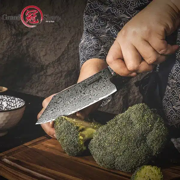 Damascus Knife 5.5 inch Kiritsuke Kitchen Chef Japanese Knife AUS-10 High Carbon Stainless Steel Knives Cooking Tools Grandsharp - Image 4