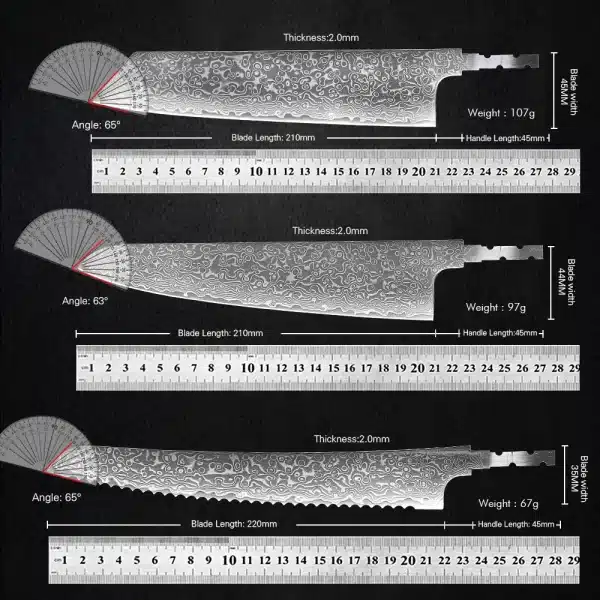 TURWHO 1-7PCS Japanese Hand Forged Chef Knives Blank Blade DIY Damascus Steel VG10 Kitchen Knife Blade DIY Making Handmade Knife - Image 5