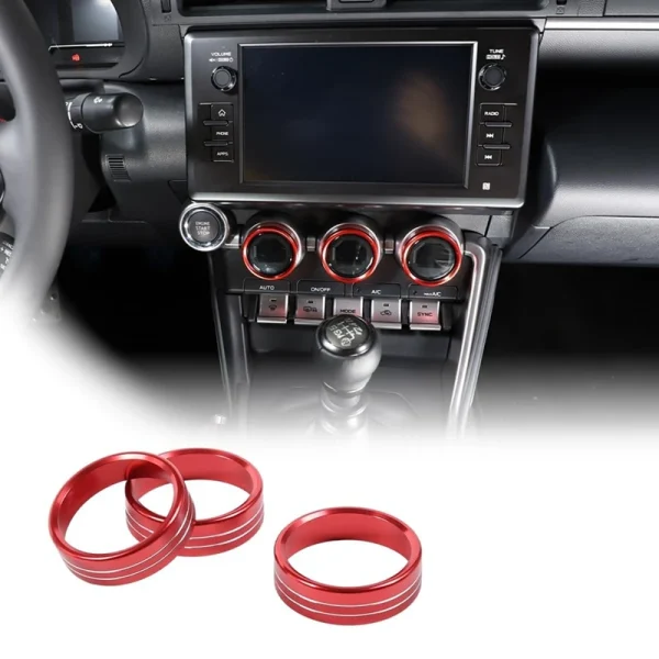 For Subaru BRZ / Toyota 86 2022 2023 Car Air Conditioning Knobs Switch Ring Trim Replacement Parts Interior Accessories 3PCS