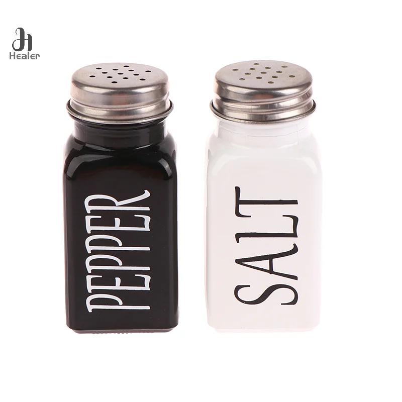 Glass Seasoning Bottle Black White Salt Pepper Shaker Kitchen Condiment Bottle Storage Bottle Seasoning Tools Kitchen Gadgets