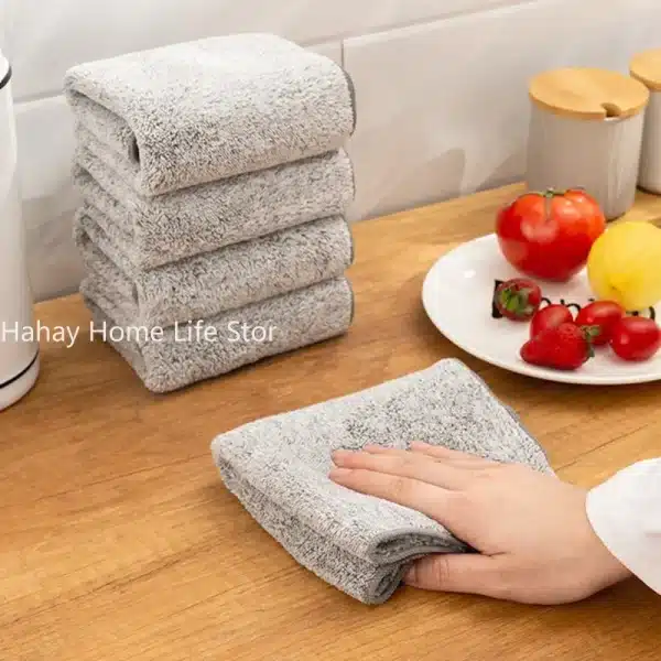 Kitchen Towel Cleaning Wiping Tools Kitchen Tools And Gadgets Kitchen Accessories Tools Bamboo Charcoal Dishcloth Microfiber - Image 5