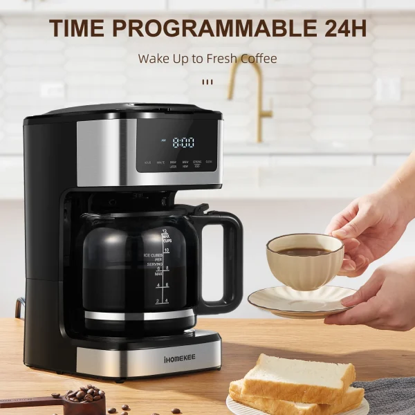 Programmable Drip Coffee Maker 12 Cup, Coffee Machine with Iced Coffee Function, Touch Screen, Regular & Strong Brew - Image 2