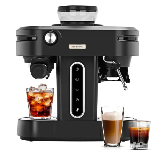 Mcilpoog AC510 19Bar Semi Automatic Espresso Machine With Grinder & Steam Wand,3-in-1 Espresso Machine for Cappuccino or Latte.