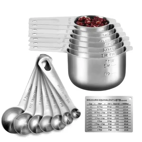 Kitchen Gadgets Stackable 14PCS Set + 1 Magnetic Conversion Chart Stainless Steel Adjustable Measuring Spoons And Cups - Image 2