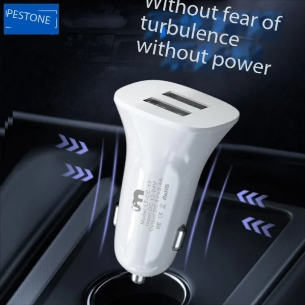 Car Charger Dual USB Output 3.4A Car Acesssories Interior Replacement Parts Vehicle Supplies Fast Charging for iOS Android - Image 2