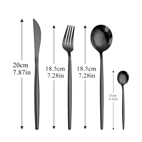 Tableware Black Silverware Cutlery Set 304 Stainless Steel Luxury Dinnerware Home Drop ship Fork Spoon Knife Kitchen Dinner Set - Image 3