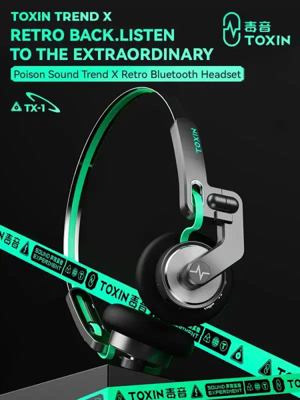 TOXIN Retro Style Headset Wireless Bluetooth 5.4 Headphones Headphone HIFI Wireless Noise Reduction Foldable Portable Gamer Gift