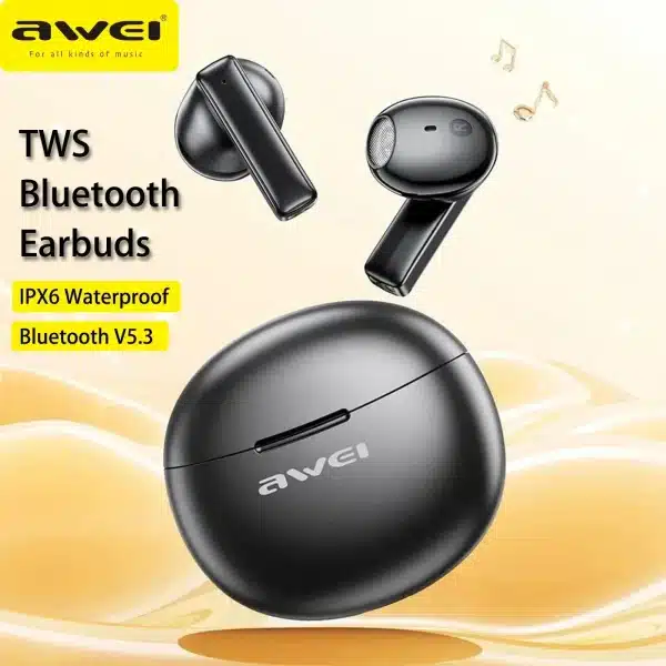 Awei T87 Earphone Bluetooth 5.3 Earbuds Wireless Bluetooth Earphones Touch Control Stereo Headset Waterproof Sport Headphones