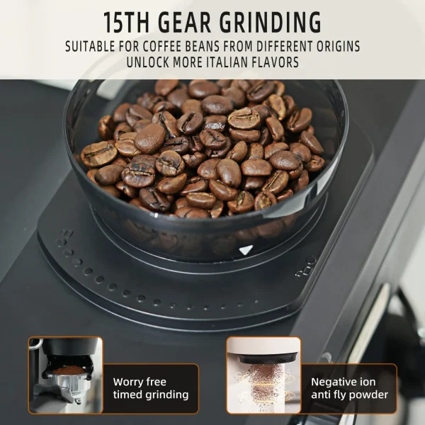 Mcilpoog AC510 19Bar Semi Automatic Espresso Machine With Grinder & Steam Wand,3-in-1 Espresso Machine for Cappuccino or Latte. - Image 6