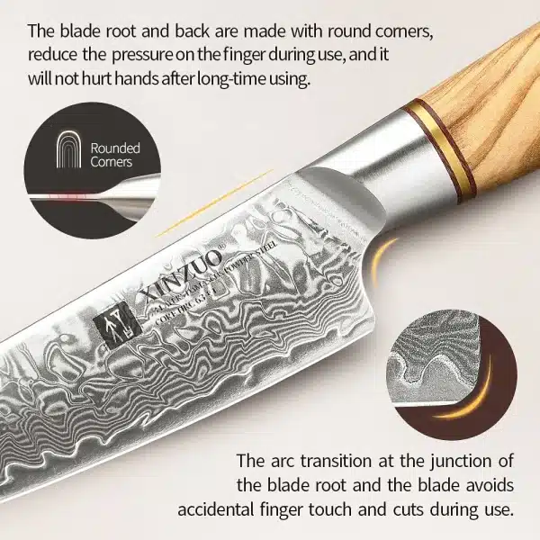 XINZUO 5" inch Utility Knife Kitchen Knives Japanese 73-layer Powder Steel Core Damascus Steel 62-64 HRC Vegetable Peeling Knife - Image 2