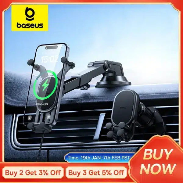 Baseus Wireless Charger Car Phone Holder for Xiaomi Samsung Huawei 15W Car Phone Stand Mount Holder