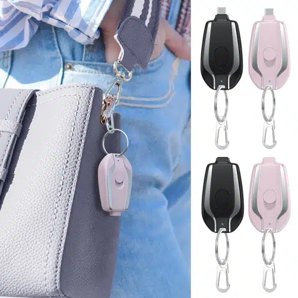 1500mAh Mini Power Emergency Pod Keychain Charger With Type-C Ultra-Compact Mini Battery Pack Fast Charging Backup Power Bank