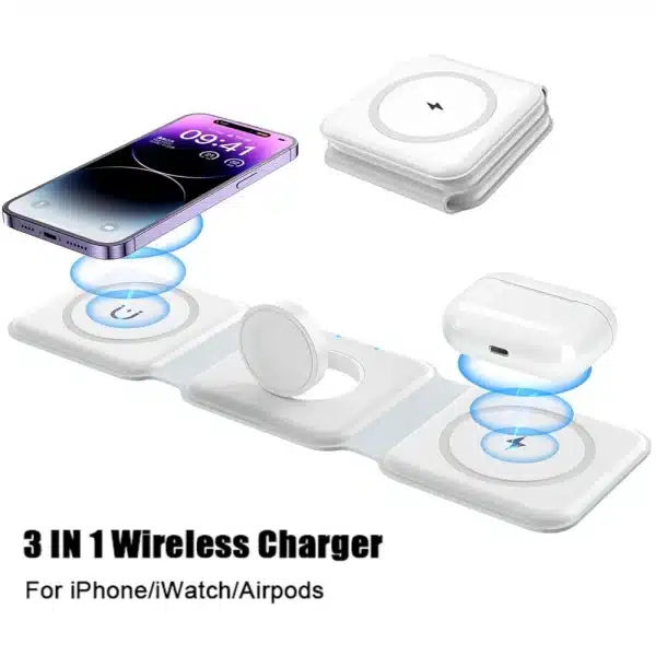 30W 3 in 1 Magnetic Wireless Charger Pad Stand for iPhone 14 13 15 Pro Max 8 Airpods iWatch Fast Wireless Charging Dock Station - Image 3