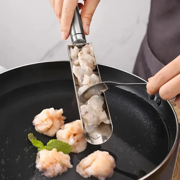 1 Set Meatball Mold Convenient Stainless Steel Meatball Maker with Spoon Kitchen Gadget for Household - Image 4