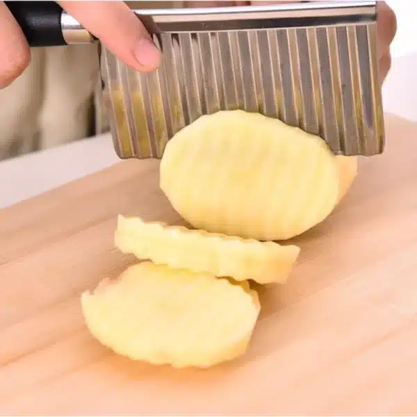 Stainless Steel Potato Chip Wavy Cutter Dough Vegetable Fruit Crinkle Wavy Knife Chopper Cutter French Fry Maker Kitchen Gadgets - Image 2