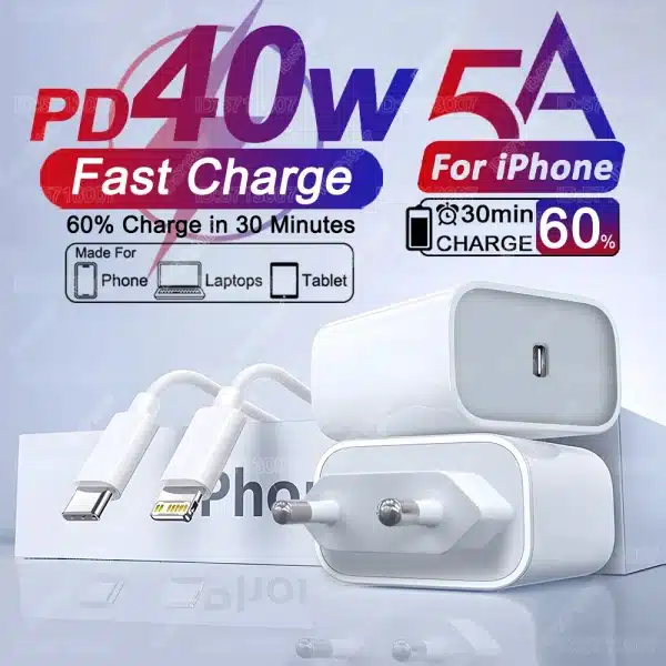 PD 40W Fast Charger For iPhone 16 11 12 13 14 15 Pro Max Plus Fast Charging Cable For iPhone Phone Charger USB Type C Data Line