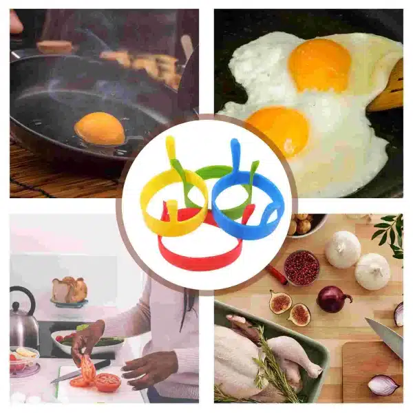 8 Pcs Silicone Molds Round Omelette Rings Nonstick Frying Tools Family Breakfast Cooking Set Kitchen Barware Accessories - Image 4