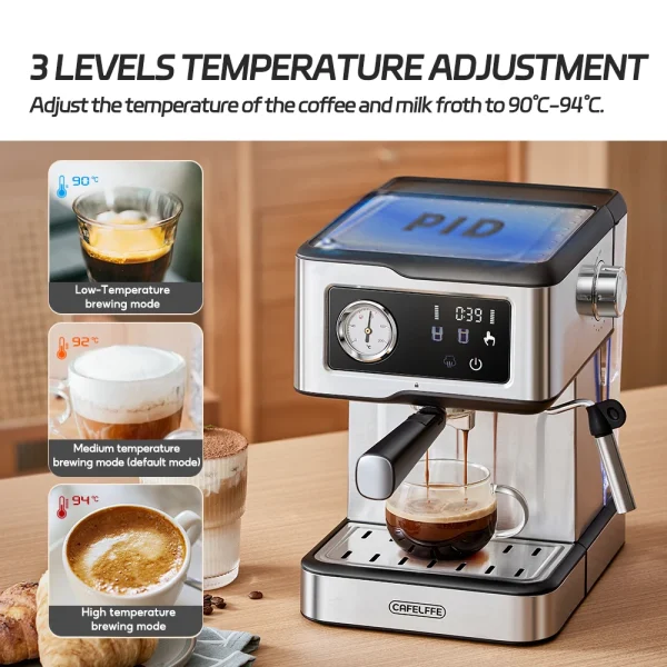 Cafelffe Espresso Machine 20Bar,Cappuccino Maker with Milk Frother Steam Wand,Coffee Maker,Semi-Automatic Cafetera present,Gift - Image 4