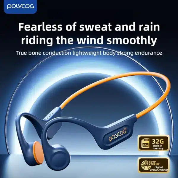 POLVCDG Bone conduction earphone 32G wireless Bluetooth IPX5 sweat resistant microphone suitable for outdoor running cycling-X15