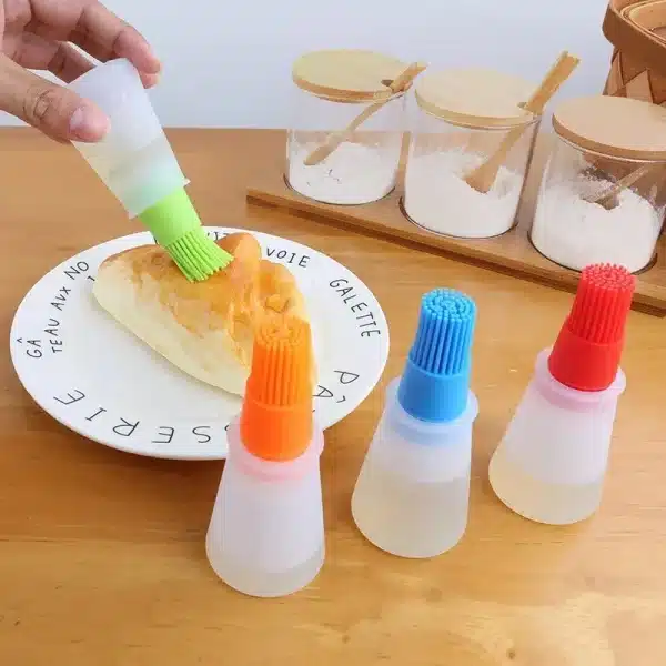 Oil Bottle Barbecue Brush Silicone Kitchen Cooking Tool Baking Pancake Camping Grill BBQ Gadgets With Scale Oiler Sauce Butter - Image 2