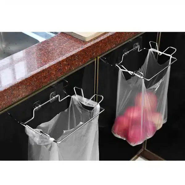 1 Pc Hanging Trash Bag Rack Garbage Over Door Plastic Bag Holder Cupboard Door Rubbish Bin Bag Holder Kitchen Gadgets Hot！ - Image 3