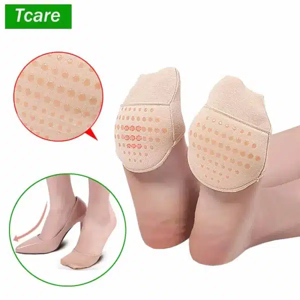 Tcare 1 Pair Breathable Women's Invisible Toe Cover with Padding Toe Topper Liner Socks Non-Skid Bottom for High Heels Cushions