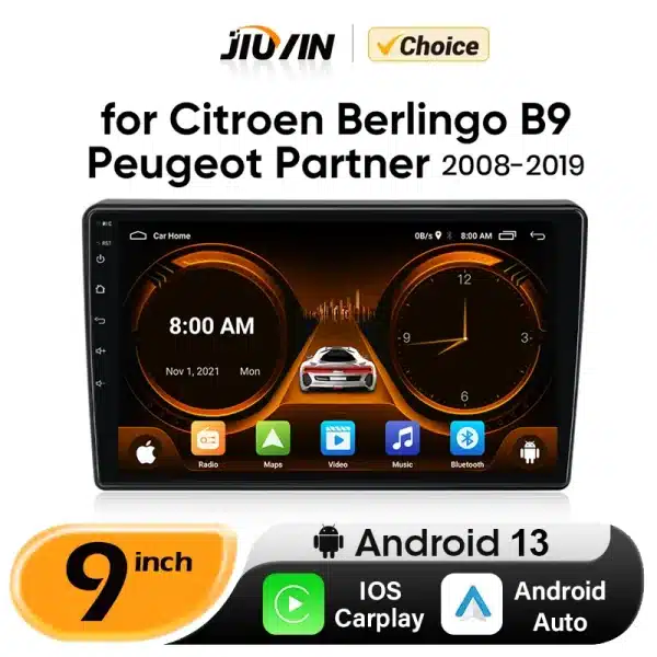 JIUYIN Car Radio For Citroen Berlingo B9 Peugeot Partner 2008 - 2019 wireless CarPlay Android Auto car intelligent systems 2din