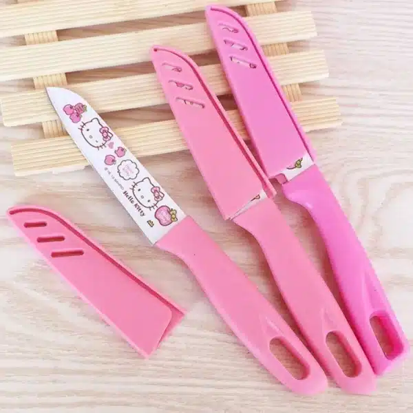 Cute Cartoon Sanrio Knife Hello Kitty Print Stainless Steel Fruit Knife Plastic Handle Mini Kitchen Portable Knife Set Household - Image 4