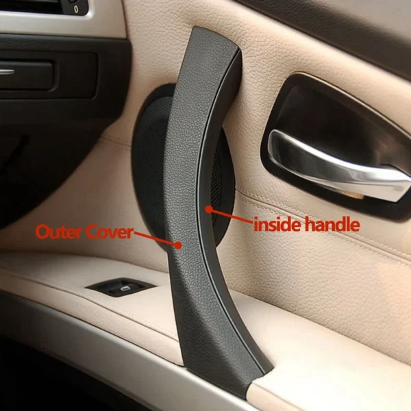 Car Right Interior Door Pull Handle with Cover Trim Replacement for- 3 Series E90 E91 E92 2004-2012 Black - Image 3