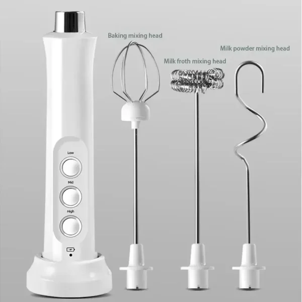 3 In 1 Wireless Handheld Electric Milk Foam Machine Mini Frother Maker Handheld Cappuccino Coffee Whisk Mixer Foamer Puller - Image 3