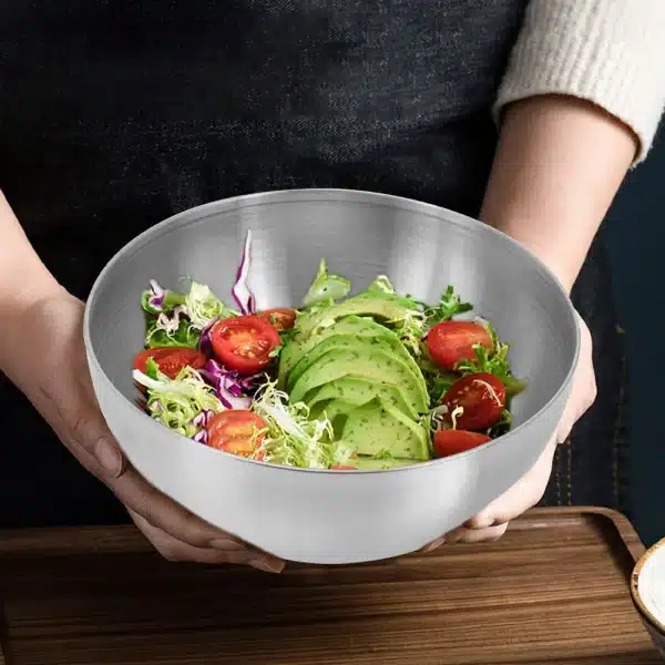 2 Pcs Stainless Steel Salad Bowl Multi-function Kitchen Gadget Snack Container Canned Mixed Vegetables with Lid Set - Image 5