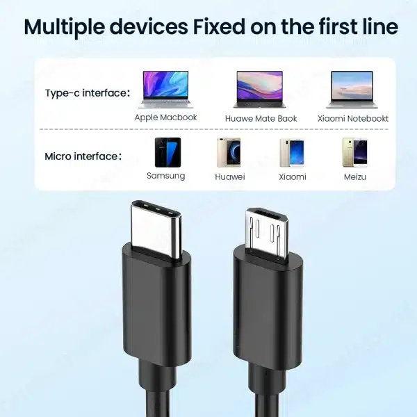 Type C to Micro USB Cable Fast USB Type-C Adapter for Samsung Huawei Xiaomi OnePlus MacBook Pro OTG Mobile Phone Micro USB Cable - Image 3