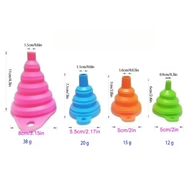 Food Grade Silicone Funnel Set,Collapsible Kitchen Gadgets Accessories,,For Filling Water Bottles,Liquid Transfer - Image 2