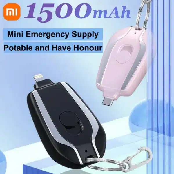 Xiaomi 1500mAH Mini Keychain Power Bank Emergency supply Portable Charger Compatibility For IPhone Samsung Small Size 2025 New
