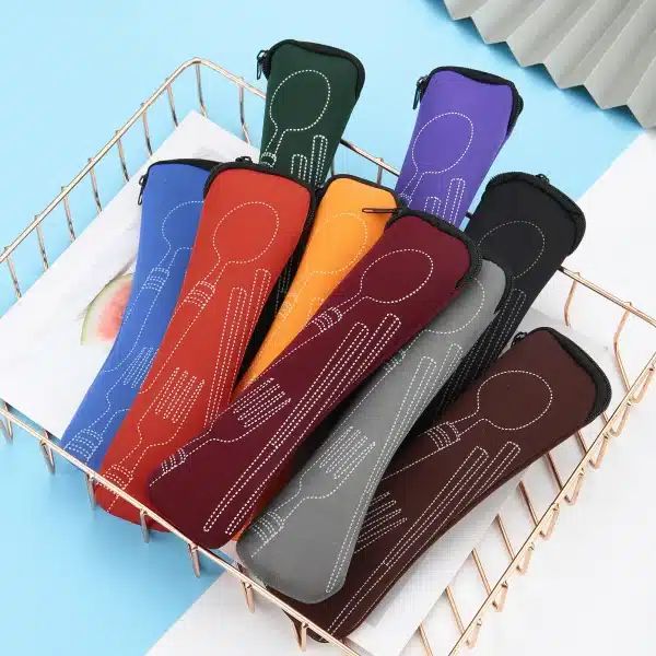 Tableware Box Portable Cover Type Cutlery Case Kitchen Students Household Utensils Dinnerware Bag Dinner Pouch with Zipper - Image 6