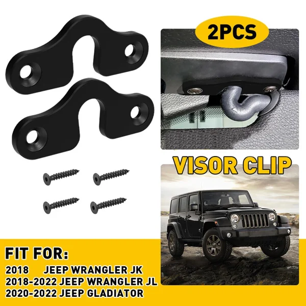 2Pcs/set Sun Visor Reinforcement Clip Retrofit Bracket Interior Replacement Parts For Wrangler JK JL JT Gladiator