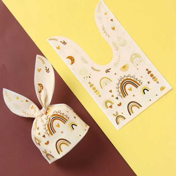 50pcs Rabbit Ear Bags Carton Plastic Cookie Candy Bags for Easter Party Baking Snack Packing Supplies Kids Gifts Boy Girl - Image 5