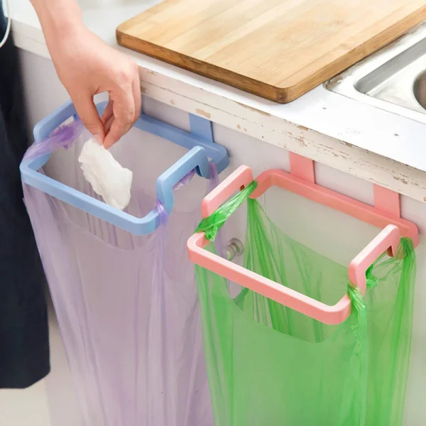 1PC Hanging Trash Rubbish Bag Holder Garbage Rack Cupboard Cabinet Storage Rag Hanger Trash Can Bin Kitchen Accessories Gadget