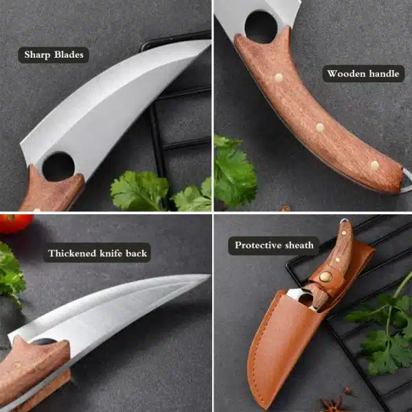 Stainless Steel Meat Cleaver Knife Household Fruit Paring BBQ Knife Kitchen Sharp Boning Knives Wooden Handle Kitchen Supplies - Image 5