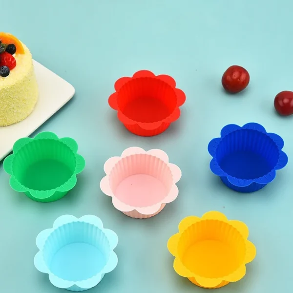 8cm Flower Silicone Mold Muffin Liners Cupcake Bakeware Kitchen Gadgets Mould For Pastry Baking DIY Cake Tools Party