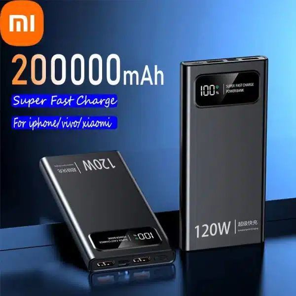 Xiaomi 200000mAh 120W Power Bank Super Fast Charging Battery High Capacity Digital Display Power Bank For iPhone Samsung Huawei