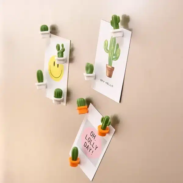 6pcs/Set 3D Cute Succulent Plant Message Board and Reminder for Kitchen Refrigerator Magnet Button Cactus Decoration Gadget Tool - Image 5