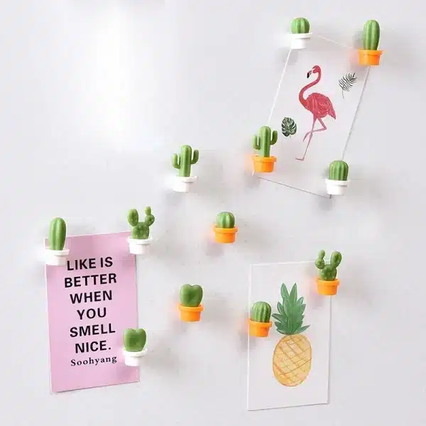 6pcs/Set 3D Cute Succulent Plant Message Board and Reminder for Kitchen Refrigerator Magnet Button Cactus Decoration Gadget Tool - Image 6